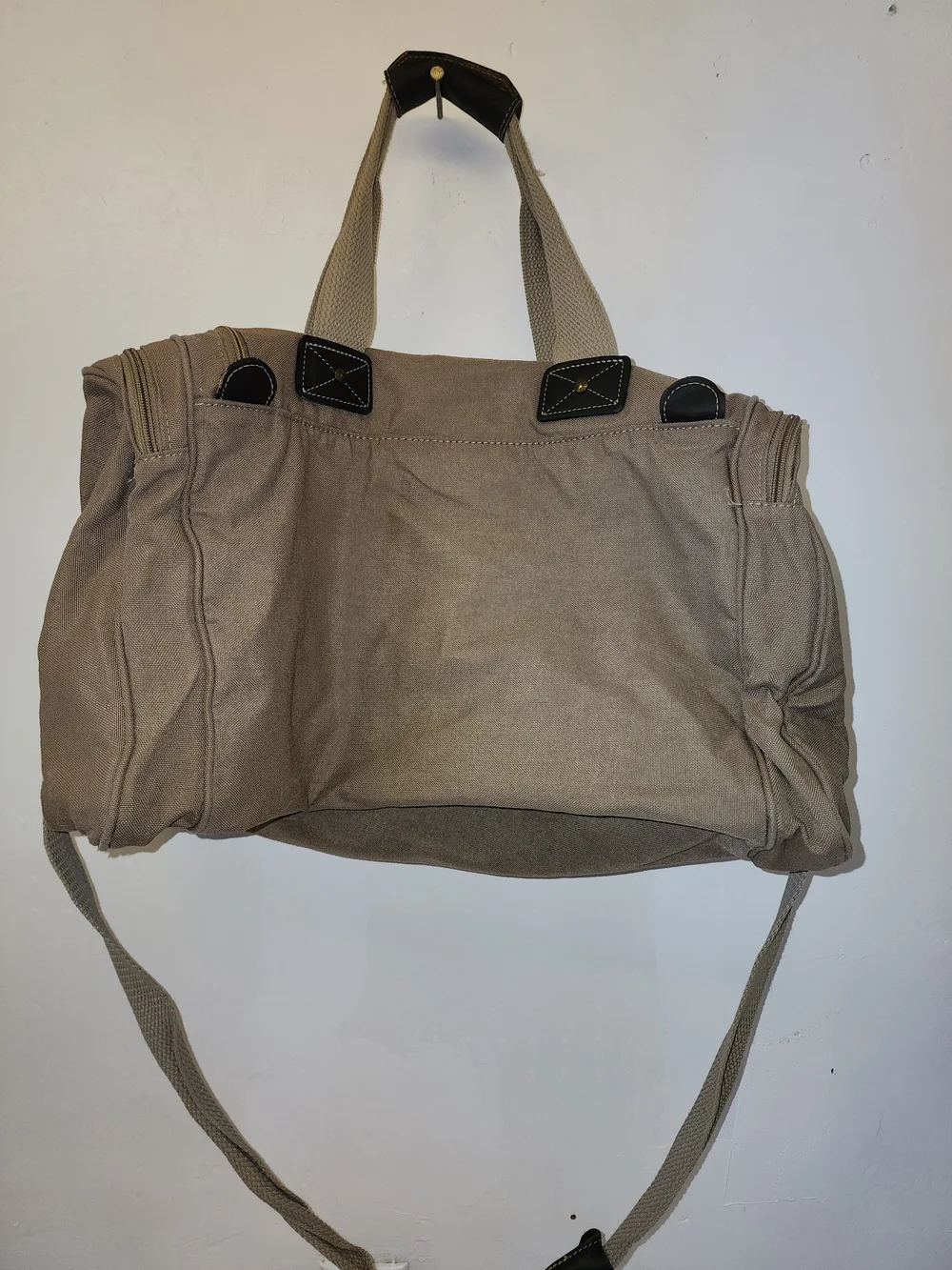 Eddie Bauer Tan Canvas Duffel with Black Trim